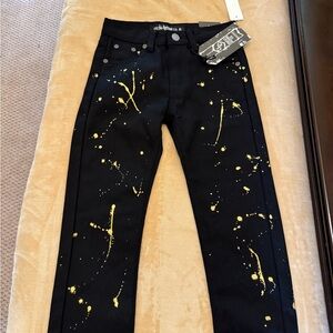 Kids Black and Yellow Splatter Jeans
